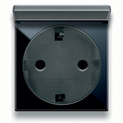 Presa Schuko IP44 Con Sportello Ribaltabile – Grigio Grafite, Serie Koala DV 8271, Dimensioni 74x62x46mm