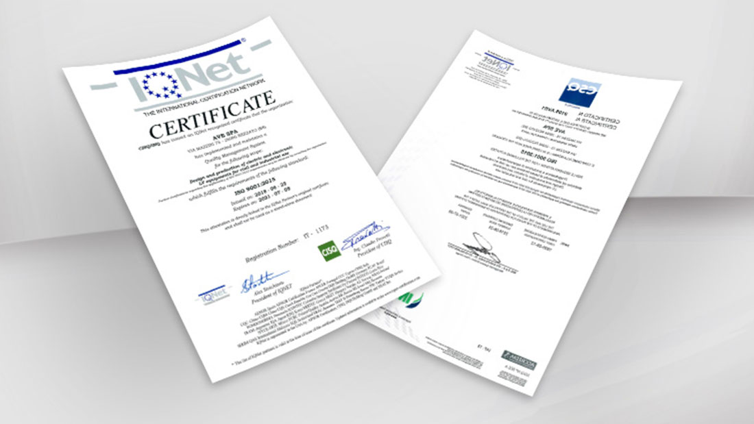 AVE: qualità certificata ISO 9001:2015