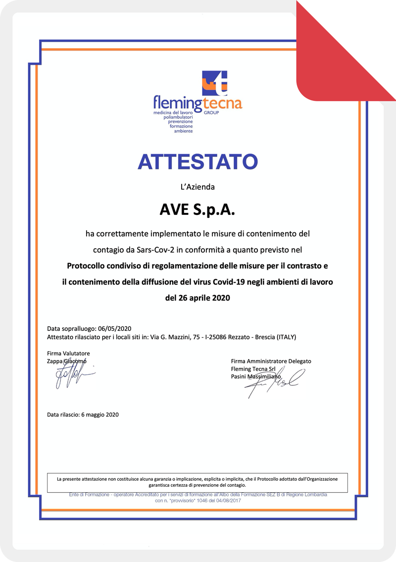 Attestato Audit AVE